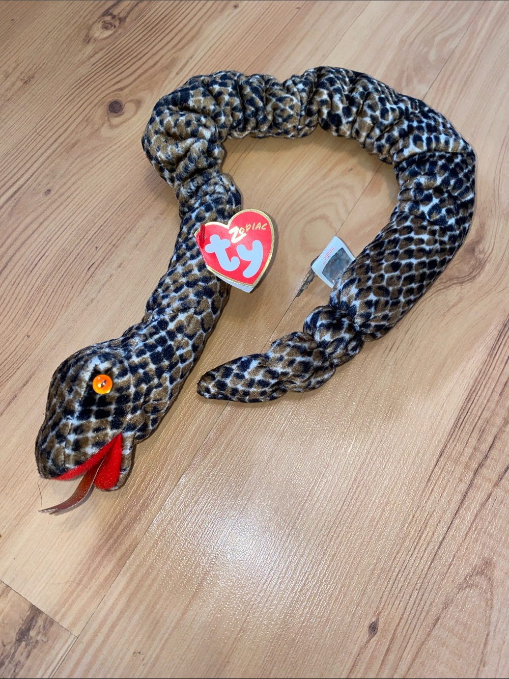 Ty Plush Snake Beanie Baby Brown, Black & Red